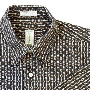 Burma Bibas Short Sleeve Cotton Geoprint Button Shirt Size Medium